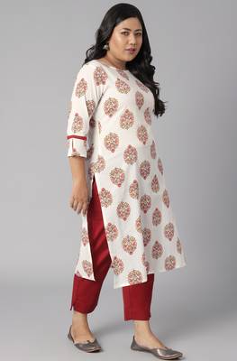 XL LOVE by Janasya White printed cotton cotton-kurtis
 3