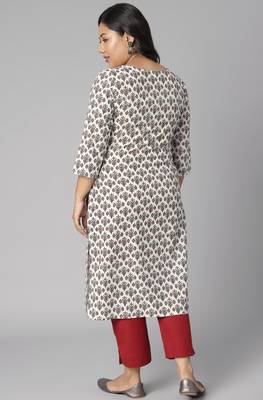 XL LOVE by Janasya White printed cotton cotton-kurtis
 4