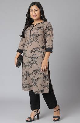 XL LOVE by Janasya Grey printed cotton cotton-kurtis
 1