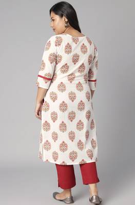 XL LOVE by Janasya White printed cotton cotton-kurtis
 4