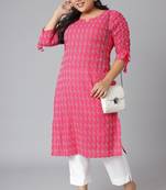 XL LOVE by Janasya Pink woven cotton cotton-kurtis
