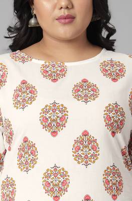 XL LOVE by Janasya White printed cotton cotton-kurtis
 5