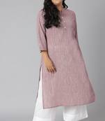 XL LOVE by Janasya Mauve plain cotton cotton-kurtis
