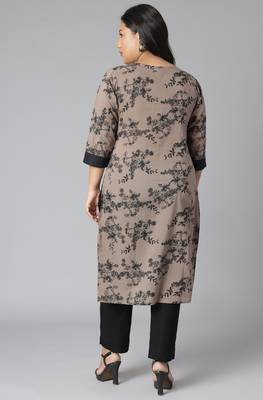 XL LOVE by Janasya Grey printed cotton cotton-kurtis
 4