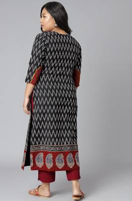 XL LOVE by Janasya Black printed cotton cotton-kurtis
 4