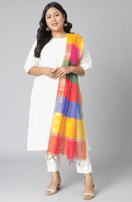 XL LOVE by Janasya Off-white plain polyester salwar 1