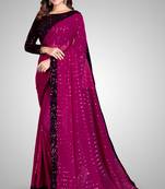 Purple Sequined Embroidered Georgette Fancy Saree with Blouse Piece