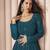 Dark-aqua-blue embroidered georgette salwar