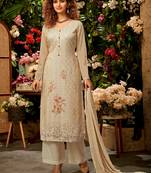 Beige embroidered georgette salwar