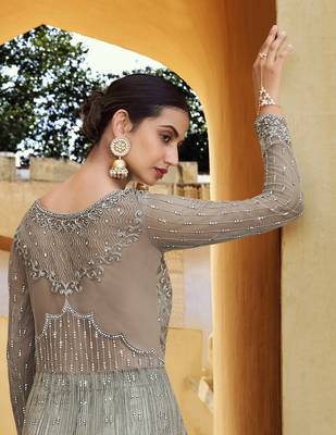 Grey embroidered net salwar 4