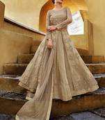 Beige embroidered net salwar