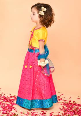 Saka Designs Yellow & Magenta Lehenga Choli With Dupatta 2