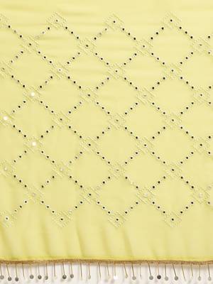 Kimisha Women's Lime Green Geogette Embroidered & Mirror Work Saree With Sequence Blouse Piece 4