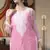Hand Embroidered Pink Georgette Lucknowi Chikankari Indian Women Kurti With Slip