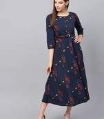 Navy-blue printed cotton maxi-dresses