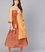 Brown embroidered cotton maxi-dresses