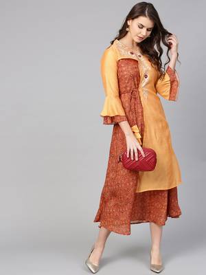 Brown embroidered cotton maxi-dresses 4
