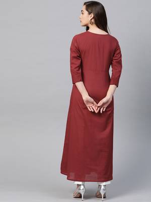 Red embroidered cotton maxi-dresses 3