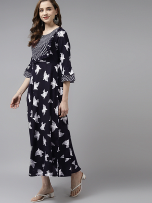 Black printed cotton maxi-dresses 2