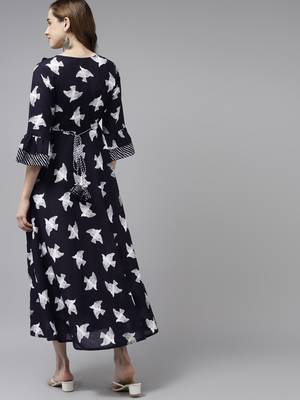 Black printed cotton maxi-dresses 3