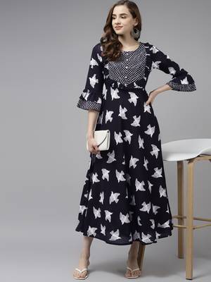 Black printed cotton maxi-dresses 5