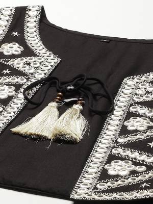 Black embroidered viscose rayon maxi-dresses 4