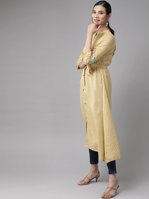 Beige embroidered cotton kurtas-and-kurtis 2