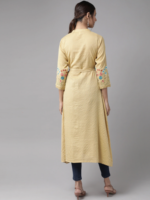 Beige embroidered cotton kurtas-and-kurtis 3