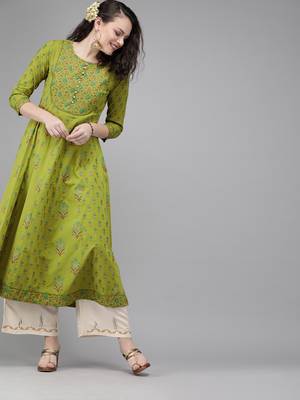 Green printed cotton kurtas-and-kurtis 2