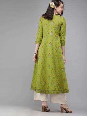 Green printed cotton kurtas-and-kurtis 3