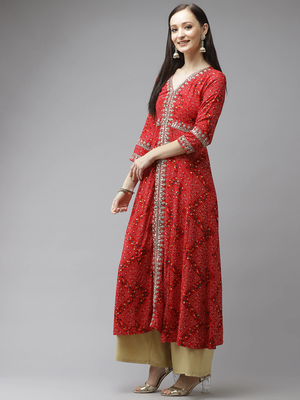 Red printed rayon kurtas-and-kurtis 2