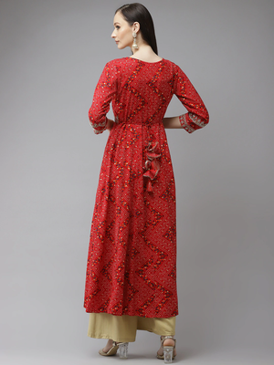 Red printed rayon kurtas-and-kurtis 3