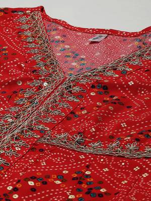 Red printed rayon kurtas-and-kurtis 4