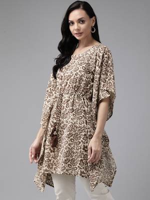 Brown printed cotton kurtas-and-kurtis 2