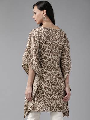 Brown printed cotton kurtas-and-kurtis 3