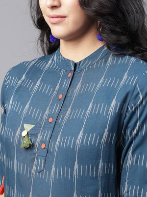 Navy-blue embroidered rayon kurtas-and-kurtis 2
