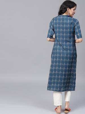 Navy-blue embroidered rayon kurtas-and-kurtis 4