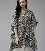 Black embroidered cotton kurtas-and-kurtis