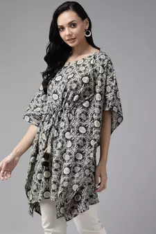 Black embroidered cotton kurtas-and-kurtis