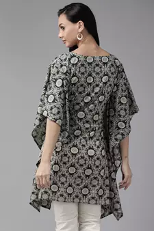 Black embroidered cotton kurtas-and-kurtis