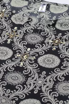 Black embroidered cotton kurtas-and-kurtis