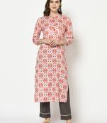 Red printed polyester kurtas-and-kurtis