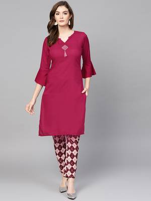 Burgundy plain rayon kurtas-and-kurtis 1