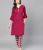 Burgundy plain rayon kurtas-and-kurtis