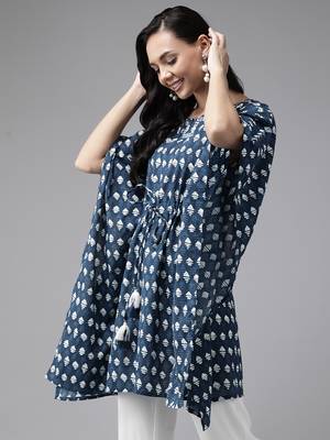 Navy-blue embroidered cotton kurtas-and-kurtis 2