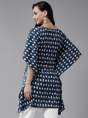 Navy-blue embroidered cotton kurtas-and-kurtis 3