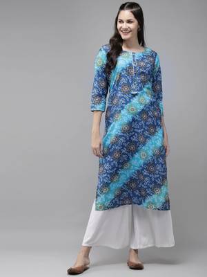 Blue embroidered cotton kurtas-and-kurtis 1