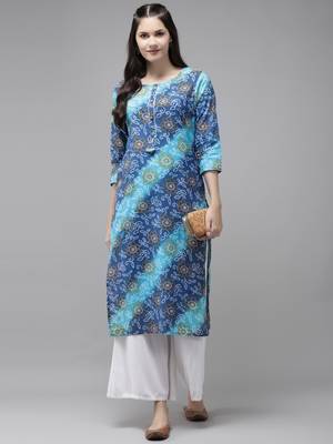 Blue embroidered cotton kurtas-and-kurtis 2