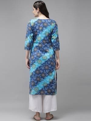 Blue embroidered cotton kurtas-and-kurtis 4