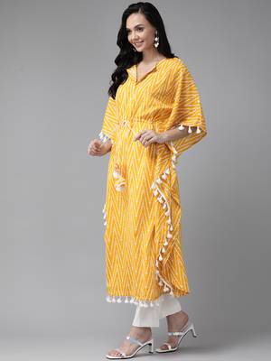 Yellow embroidered cotton kurtas-and-kurtis 2